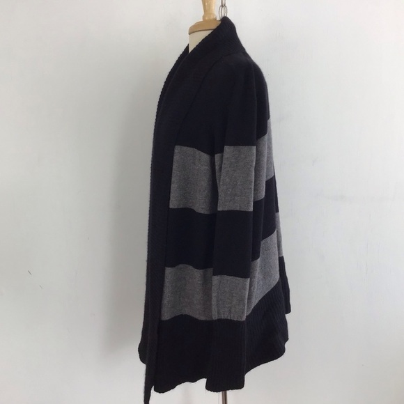 Caslon Wool/Cashmere blend black and grey stripe open front cardigan Size 2X - Picture 4 of 6